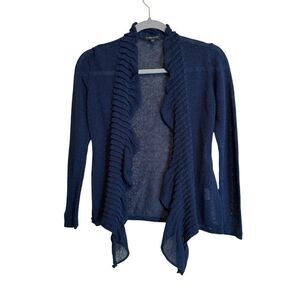 Eileen Fisher Navy‎ Blue Linen Blend Cardigan Sweater Size Petite PP
